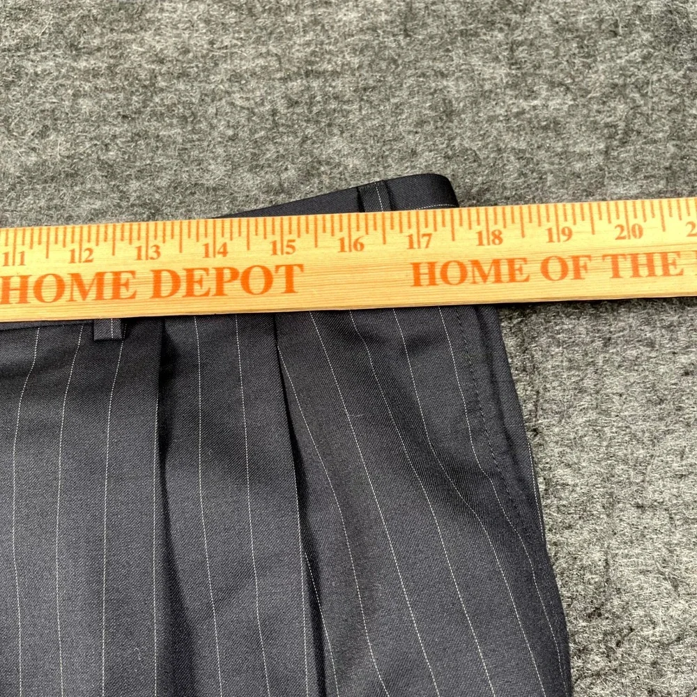 90s Lauren Ralph Lauren Wool Total Comfort Dress Pants Mens 36x32 Blue Pinstripe
